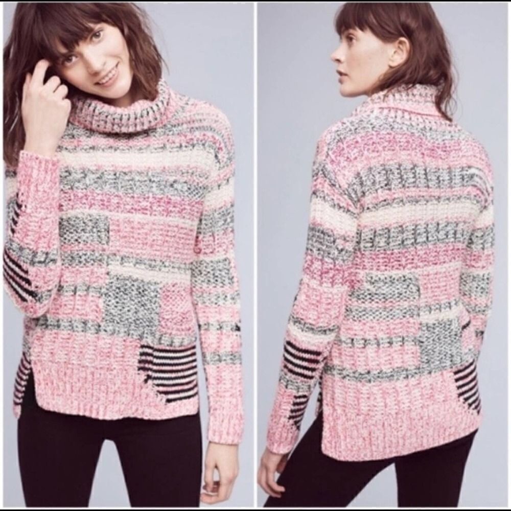 Anthropologie Sparrow Alma Knit Pink Turtleneck